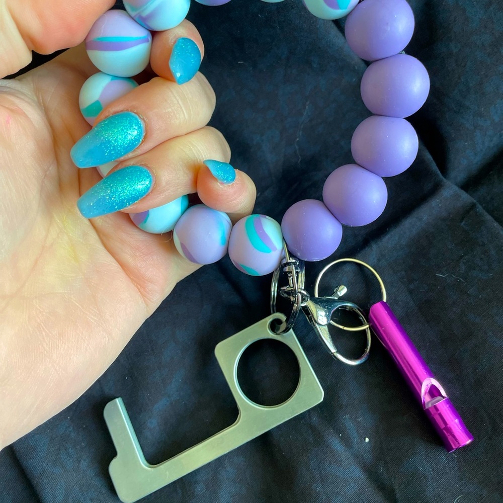 Handmade silicone bead car key ring bracelet